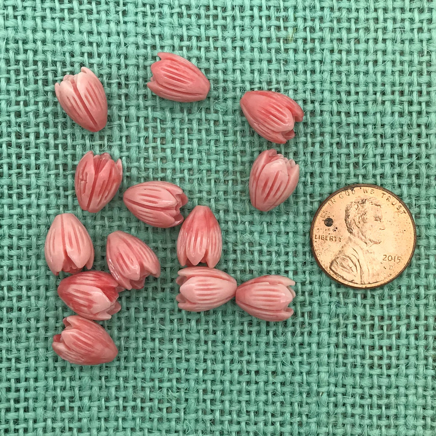 Medium Coral Colored Resin Pikake Bead