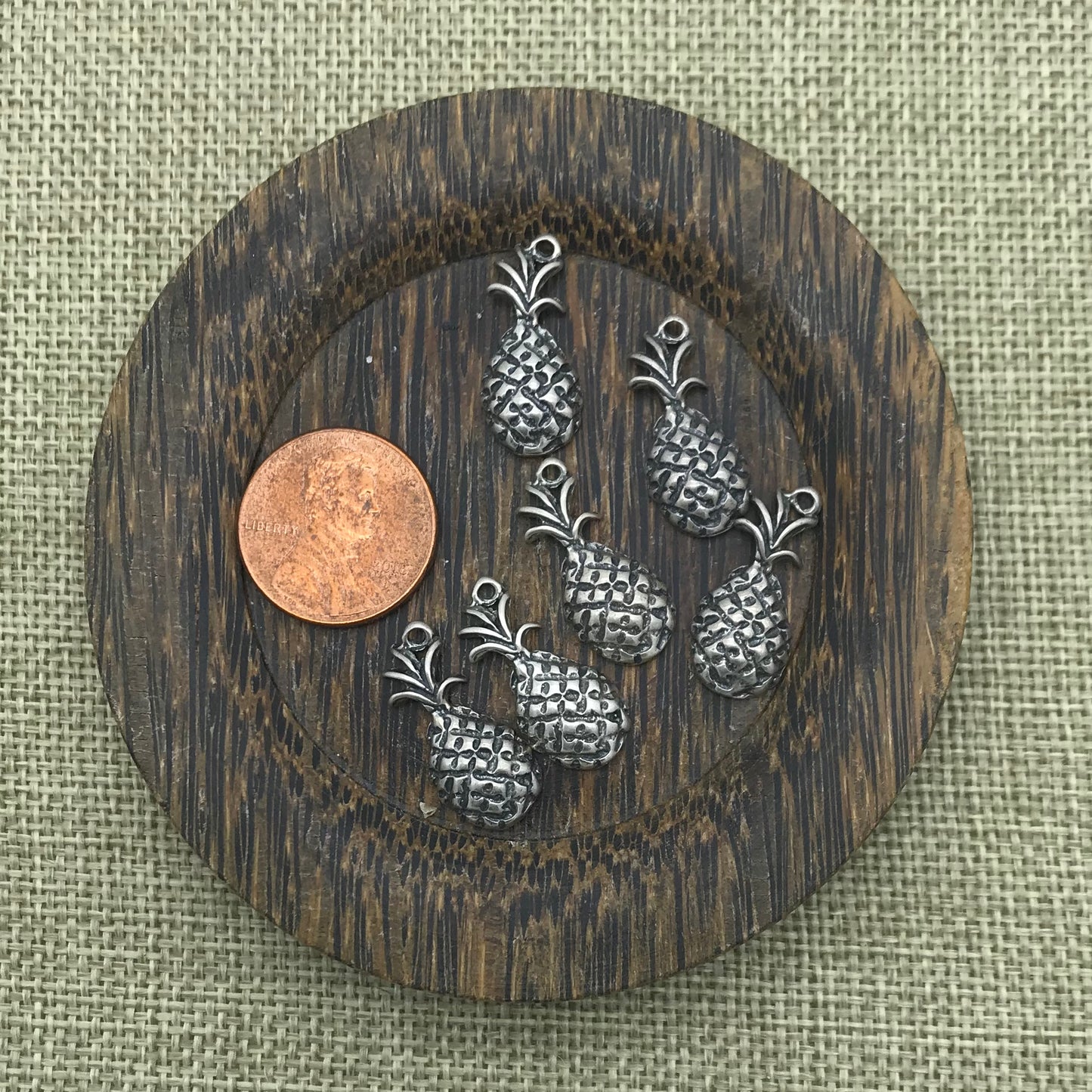 Medium Sterling Pineapple Charm