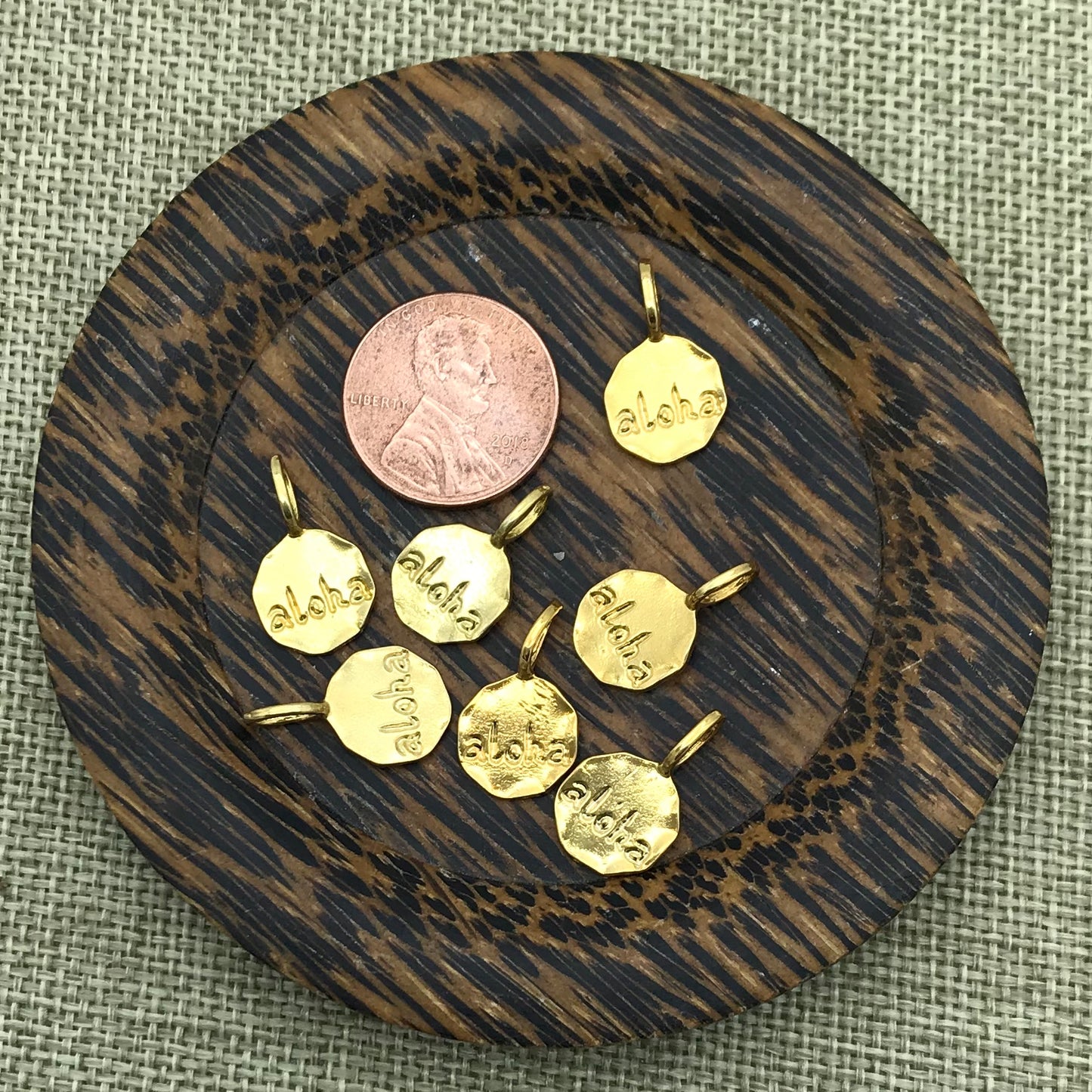 Small Gold Aloha Charm