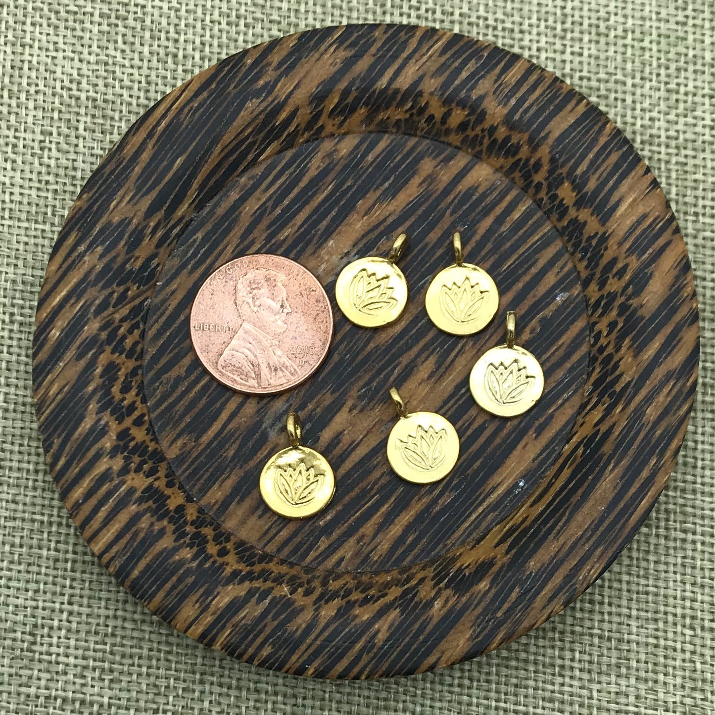 Small Gold Lotus Charm