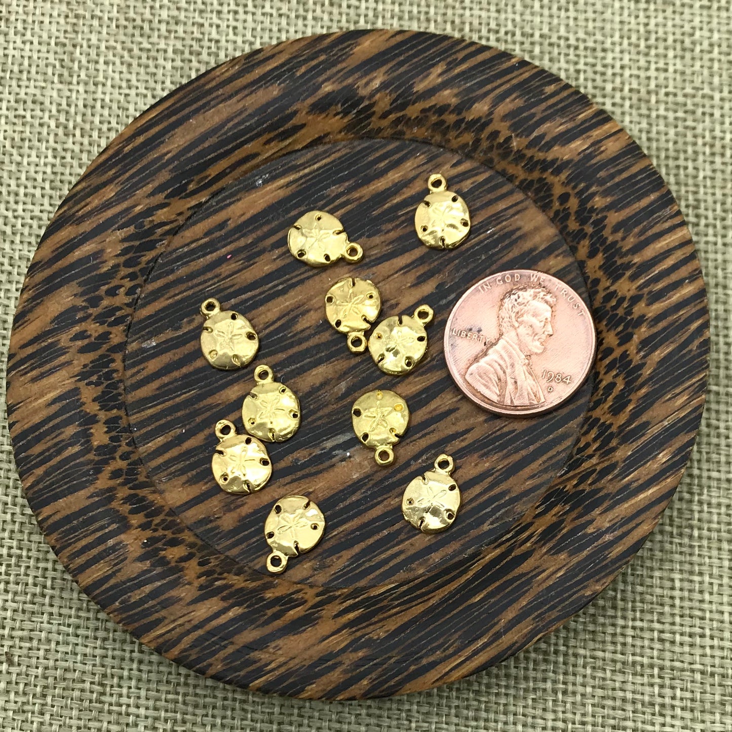 Small Gold Sand Dollar Charm